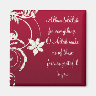Íman Imã de geladeira floral vermelha de Alhamdulillah