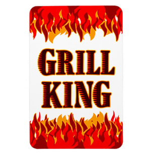 Íman Imã de geladeira Grill King Red Flames