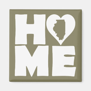 Íman Ímã de Geladeira Illinois Home Heart Estado