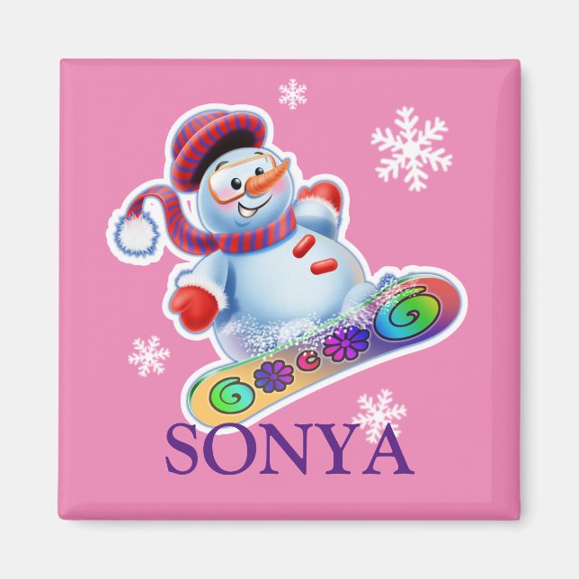 Íman Imã de geladeira inicial do boneco de neve (Frente)