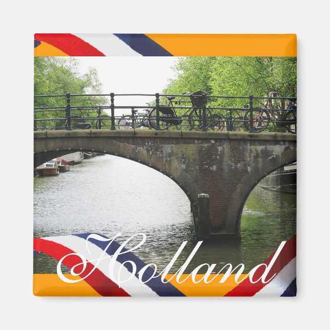 Íman Imã de geladeira Laranja do Canal Holland (Frente)