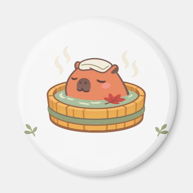 Íman Ímã de Geladeira Onsen Fonte Termal Capivara Relax (Frente)