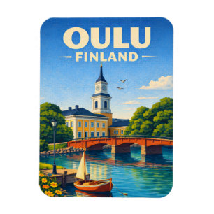 Íman Ímã de Geladeira Oulu Finlândia Arte de Viagem Vin