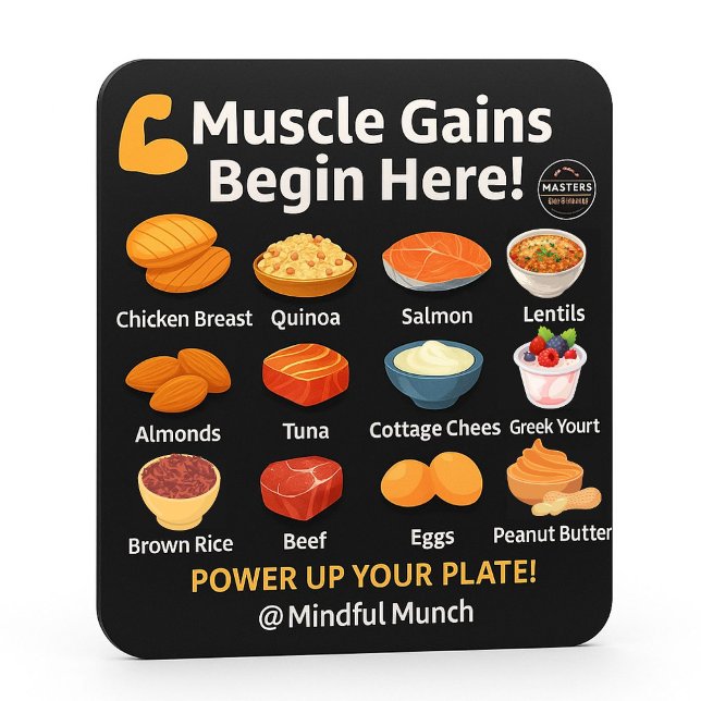 Íman Ímã de Geladeira para Construção Muscular (Fuel your gains with high-protein foods—this magnet is a must for fitness fans and active teens.)