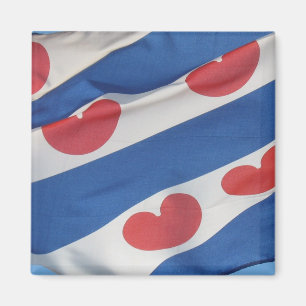 Íman Imã de geladeira quadrada da bandeira do Frisian