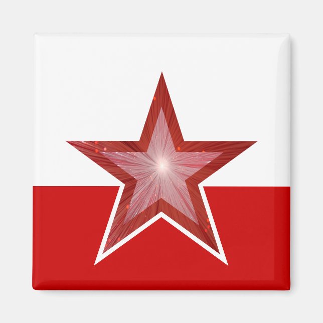 Íman Imã de geladeira Red Star, branco (Frente)