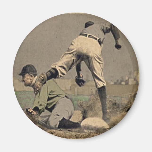 Íman Imã de geladeira Redonda De Baseball Com Estilo Re (Frente)