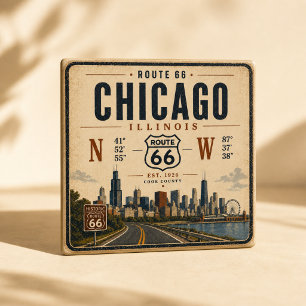 Íman Ímã de Geladeira Retro Rota 66 Chicago