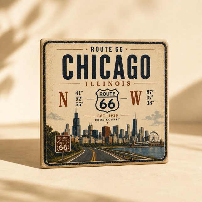 Íman Ímã de Geladeira Retro Rota 66 Chicago (Criador carregado)