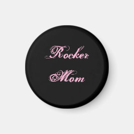 Íman Ímã de Geladeira Rocker Mom (Preto e Rosa)