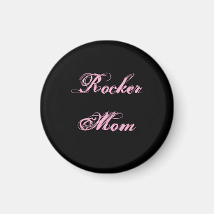 Íman Ímã de Geladeira Rocker Mom (Preto e Rosa)