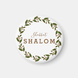 Íman Imã de geladeira Shabbat Shalom Green Brown Wreath