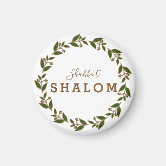 Íman Imã de geladeira Shabbat Shalom Green Brown Wreath