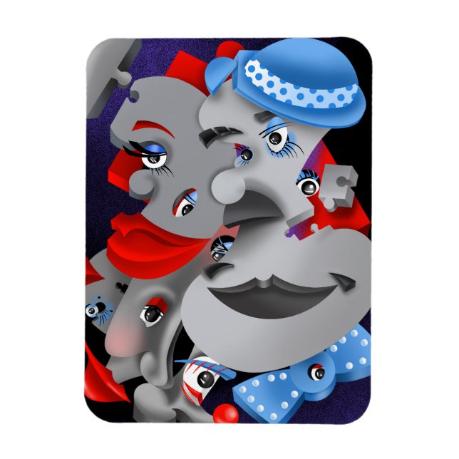 Íman Imã de geladeira Surreal Quebra-cabeça Faces (Vertical)