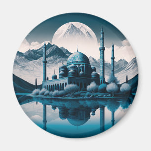 Íman Imã de geladeira Tema da Mesquita Masjid Lake