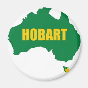 Íman Imã de geladeira verde e Dourado de Hobart do map