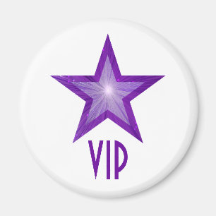 Íman imã de geladeira 'VIP' de estrela roxa, branco