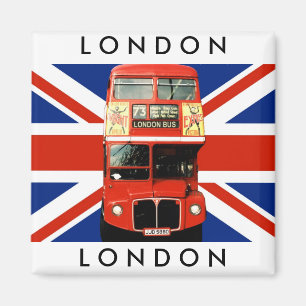 Íman Imã de geladeira w. London Bus e British Flag