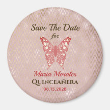 Ímã de Glitter Rosa para Salvar a Data de Quincean