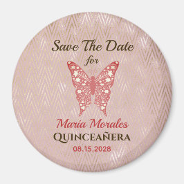 Íman Ímã de Glitter Rosa para Salvar a Data de Quincean