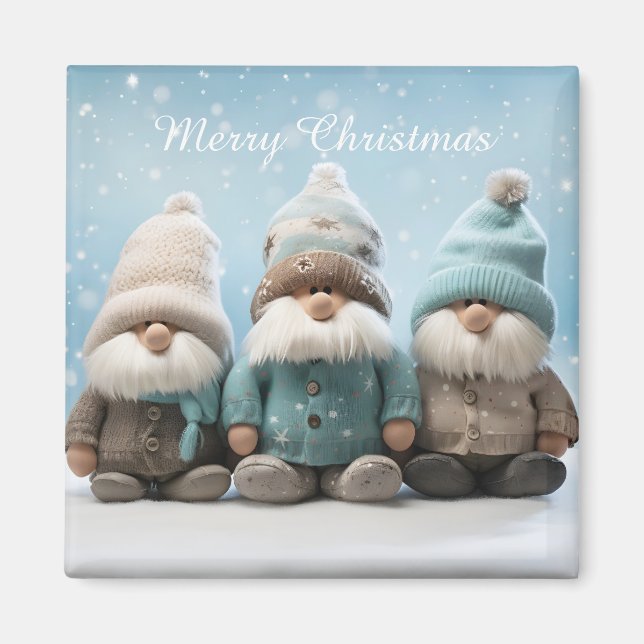 Íman Ímã de Gnomo de Natal Fofo (Frente)