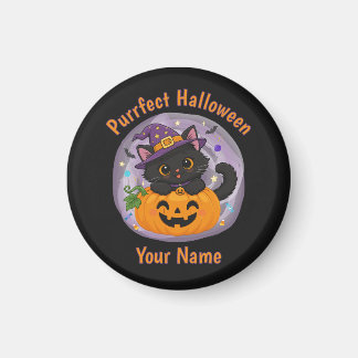 Íman Ímã de Halloween de Gato Preto Fofo Personalizado