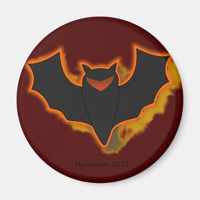 Íman Ímã de Halloween de Morcego Assustador | Tema Verm (Frente)