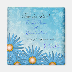 Íman Ímã de Ímã de Save the Date Alegre Flor Azul