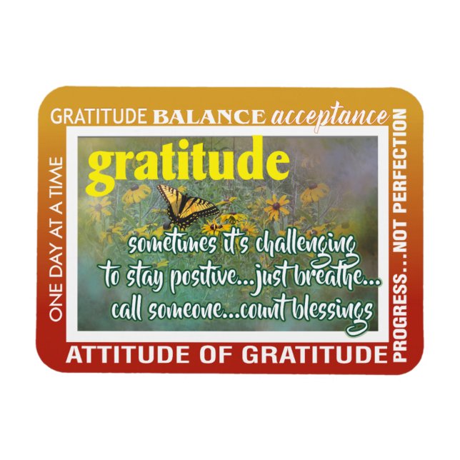 Íman ímã de inspiração de gratidão (Horizontal)