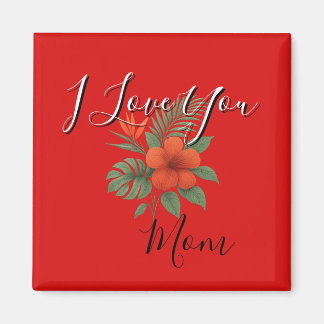 Íman Ímã de Laranja Floral - Eu Amo Você Mãe
