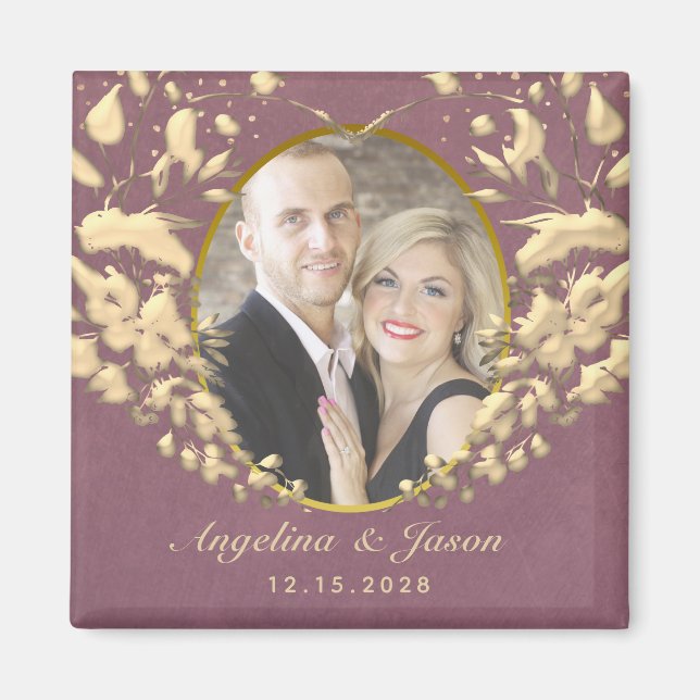 Íman Ímã de Lembrança de Casamento com Foto (Frente)