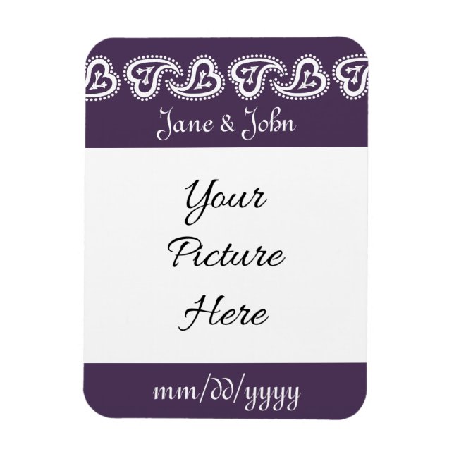 Íman Ímã de Lembrete Corações Paisley em Roxo (Vertical)
