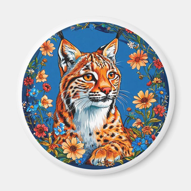 Íman Ímã de Lince Laranja Vibrante Presente de Gato Sel (Frente)