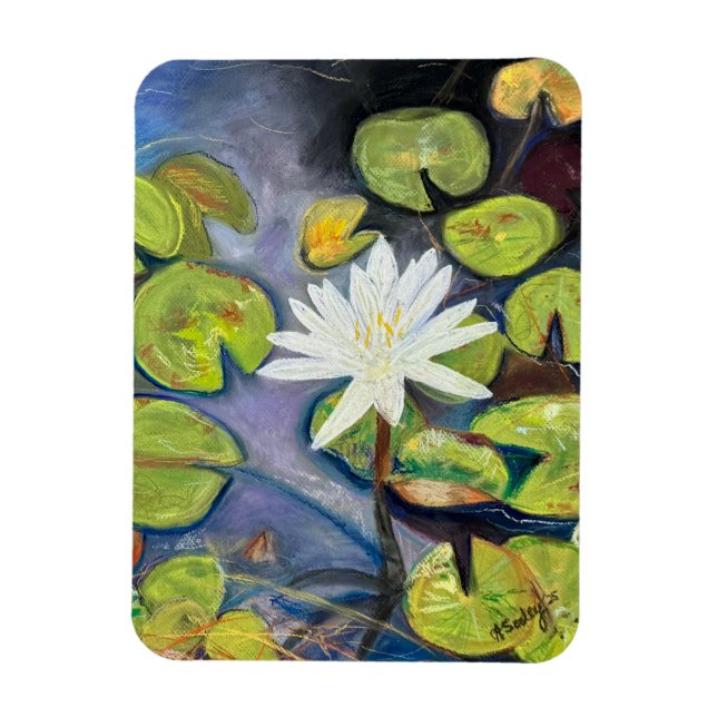 Íman Ímã de Lírio Aquático em Flor (Vertical)