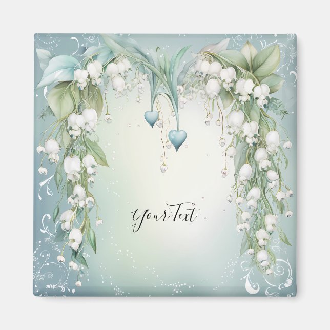 Íman Ímã de Lírio-do-Vale em Aquarela (Frente)