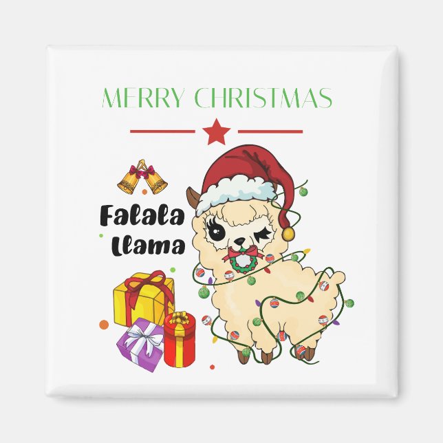 Íman Ímã de Llama de Natal (Frente)