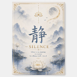 Íman Ímã de Lótus do Caractere Chinês 静 Silêncio (Jing)
