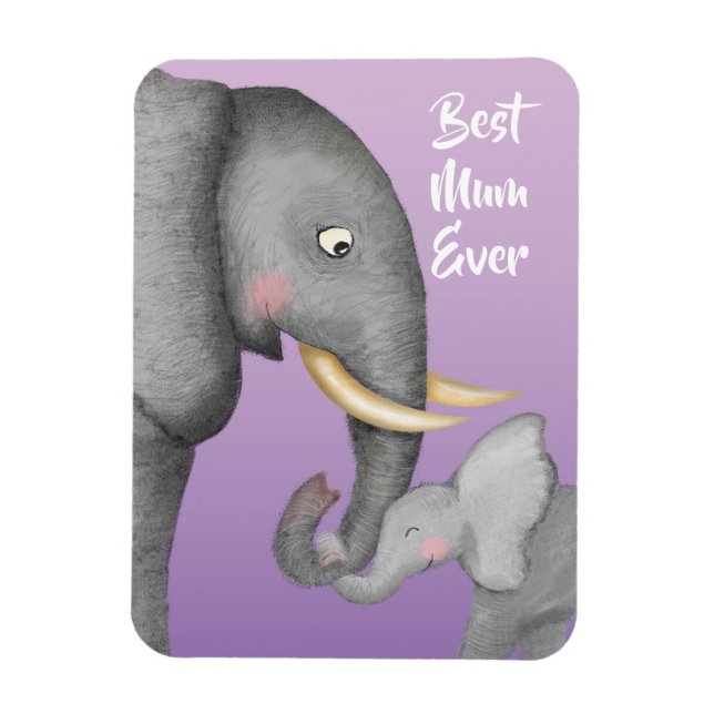 Íman Ímã de mãe e bebê elefante fofo (Vertical)