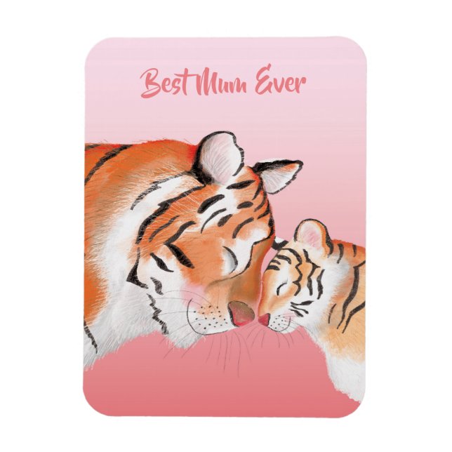 Íman Ímã de mãe e filhote de tigre fofo (Vertical)