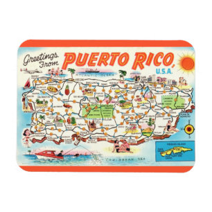 Íman Ímã de Mapa Antigo de Porto Rico