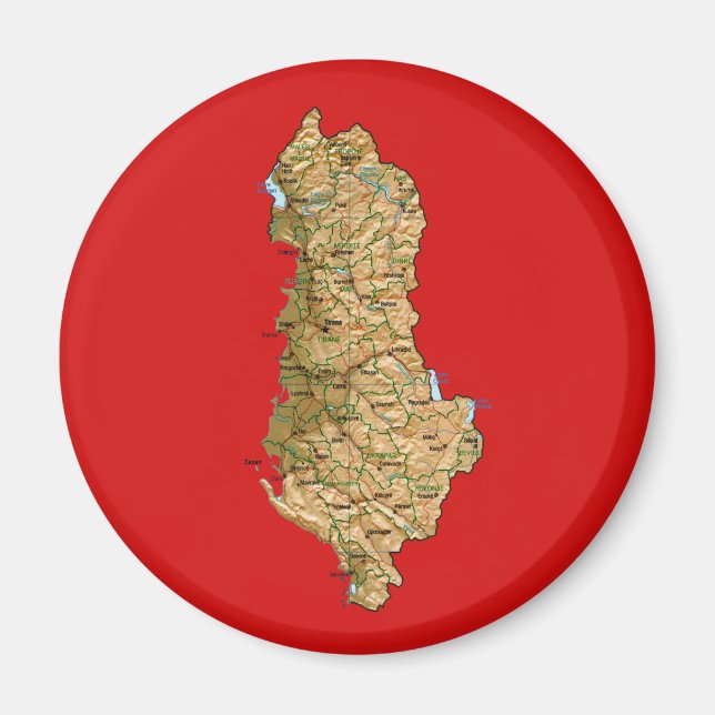 Íman Ímã de Mapa da Albânia (Frente)
