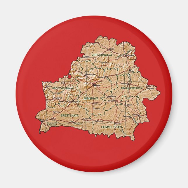 Íman Ímã de Mapa da Bielorrússia (Frente)