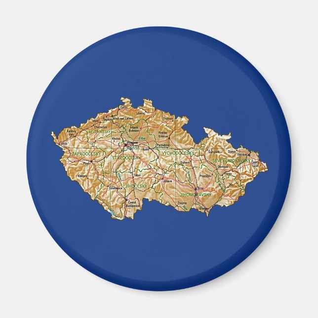 Íman Ímã de Mapa da Chéquia (Frente)