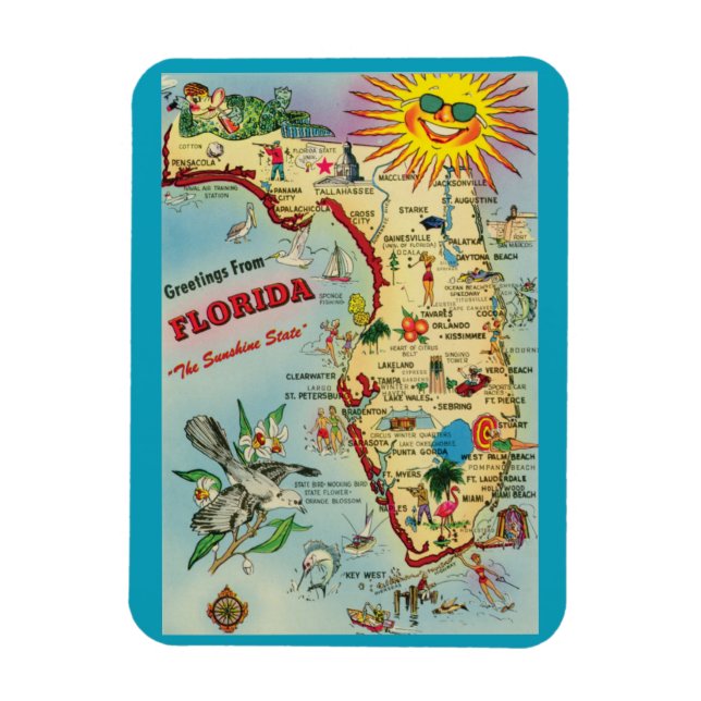 Íman Ímã de Mapa da Flórida (Vertical)