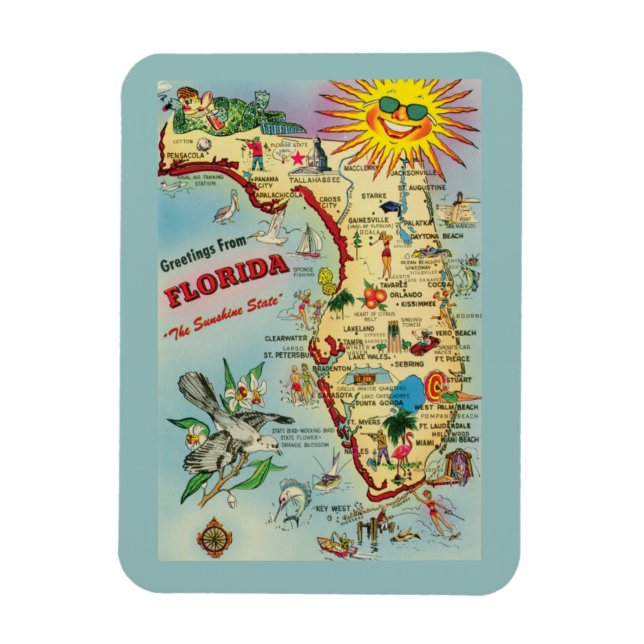 Íman Ímã de Mapa da Flórida (Vertical)