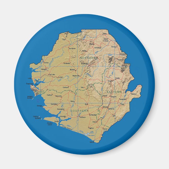 Íman Ímã de Mapa da Serra Leoa (Frente)