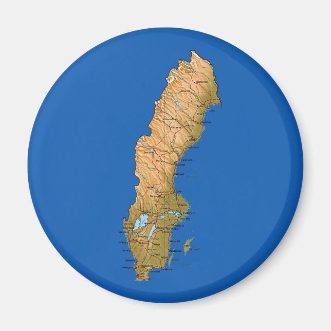 Íman Ímã de Mapa da Suécia (Frente)