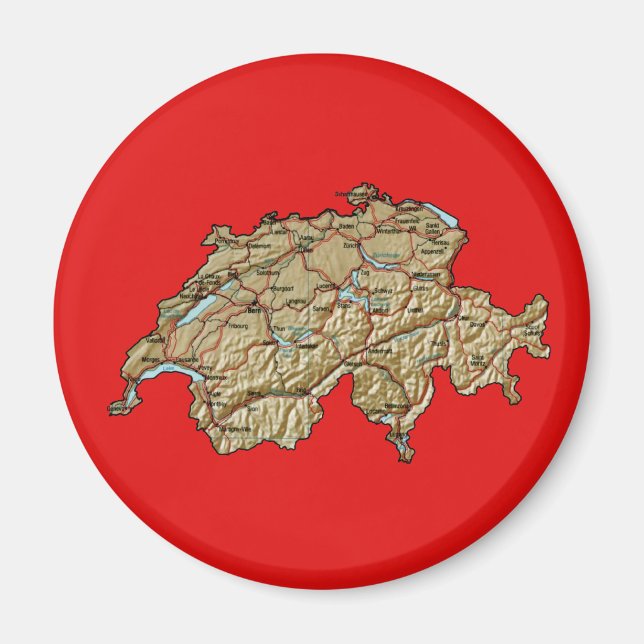 Íman Ímã de Mapa da Suíça (Frente)