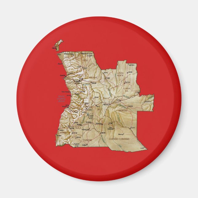 Íman Ímã de Mapa de Angola (Frente)