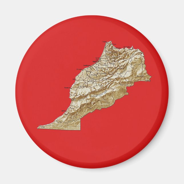 Íman Ímã de Mapa de Marrocos (Frente)